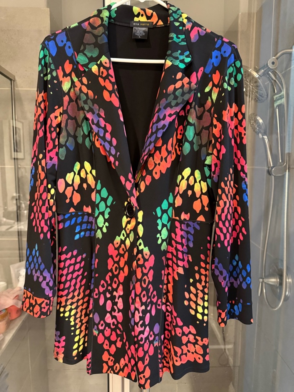 Eva Varro Black Multicolor Neon Snake-Print Blazer